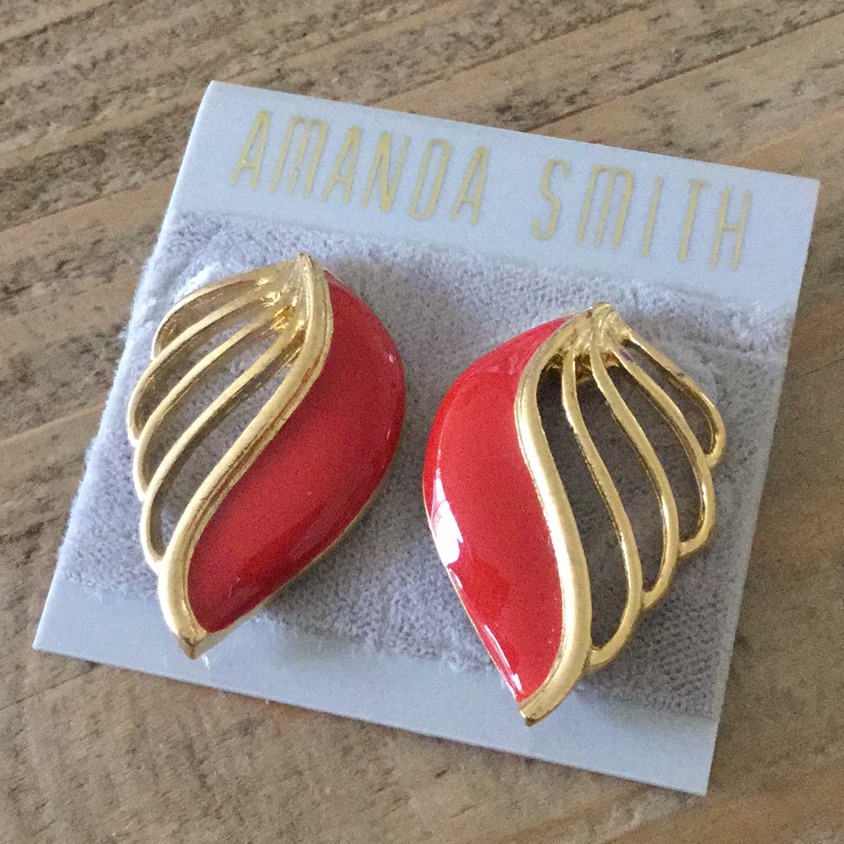 Vintage Red And Gold Earrings